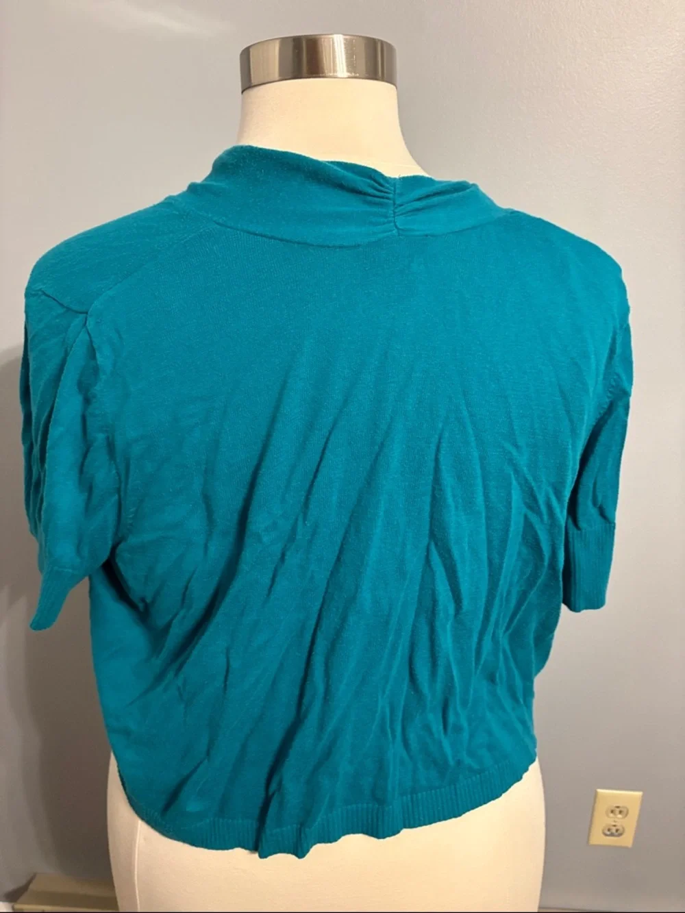Lane Bryant Teal Open-Front Cropped Shrug - Picture 5 of 6